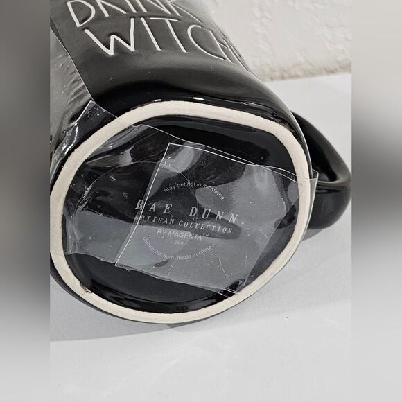 Witch Mug Rae Dunn Mug Black Ceramic DRINK UP WITCHES with Witch legs Topper lid - Picture 7 of 7